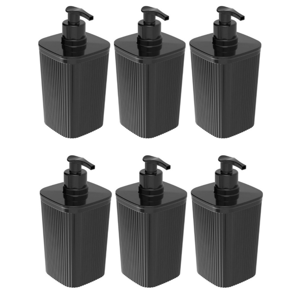 6 Dispenser Porta Sabonete Liquido Alcool Em Gel Make Mármore Decorado Preto C Frisos Trama Plasútil