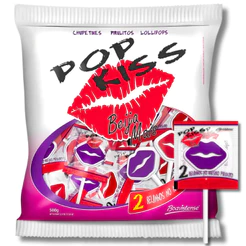 Pirulito Pop Kiss Beija Mais C/50 Unidades 500g Florestal 2 Beijinhos no Mesmo Pirulito
