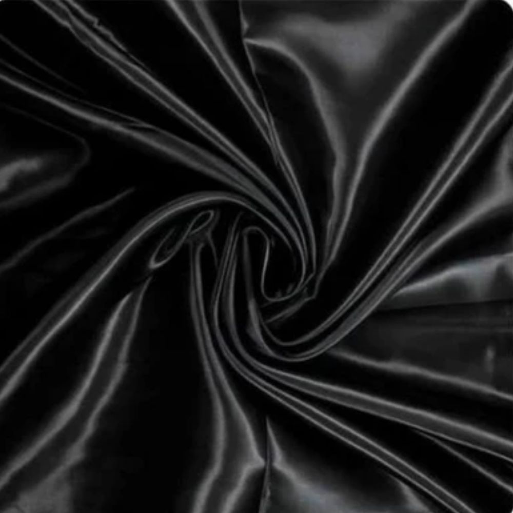 5 METROS TECIDO CETIM CHARMOUSSE PRETO - 3,00 x 1,50