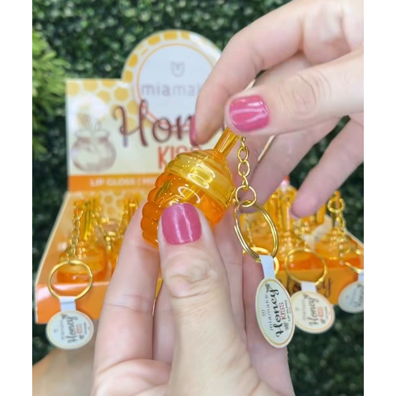 Lip Gloss Mel Super Fofo Honey Kiss Miamake 🍯 Hidratante Labial com Cheirinho e Design Divertido de Pote de Mel
