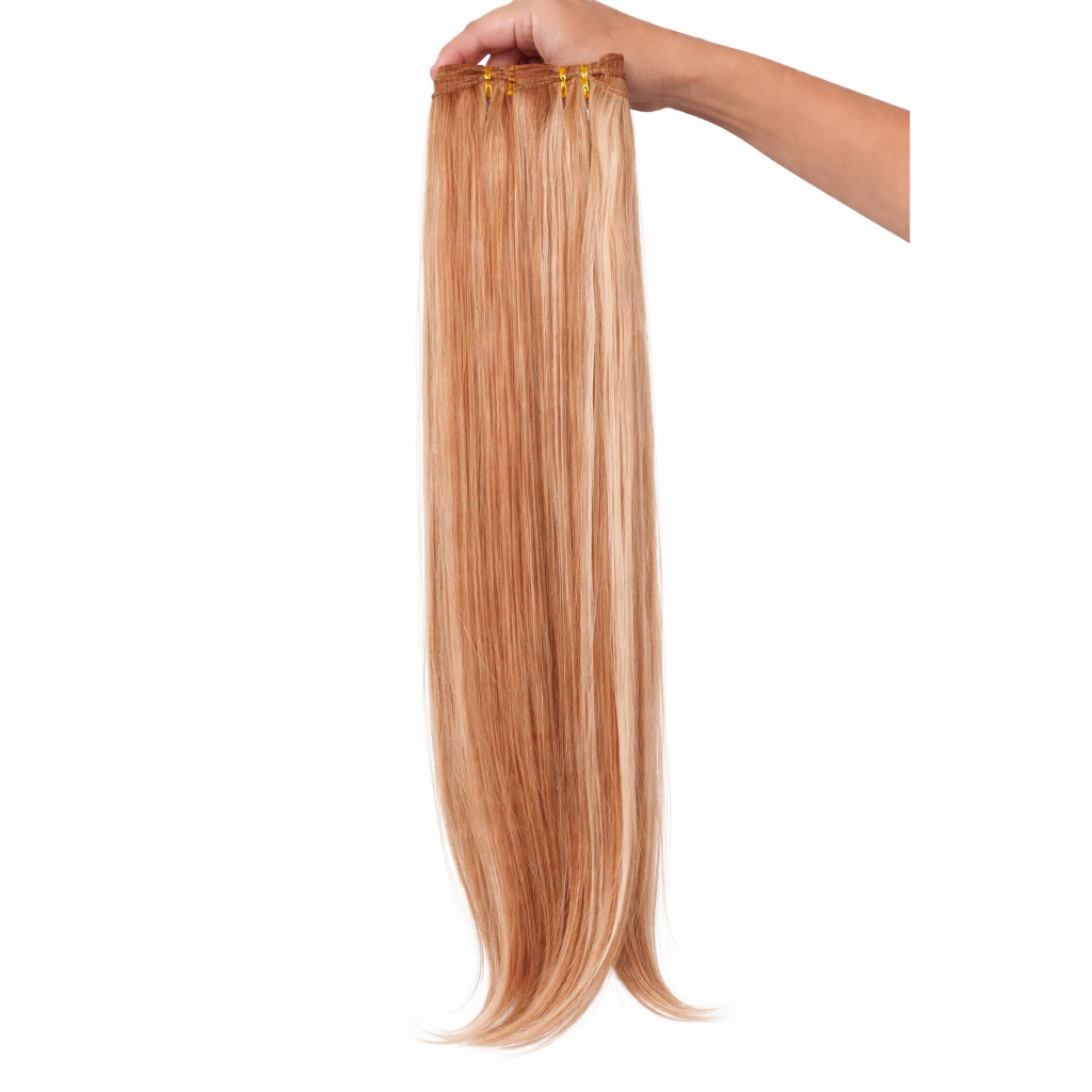 Cabelo para Mega Hair na Tela Humanizado Liso Loiro Mel Iluminado 50cm Natural Fibra Russa