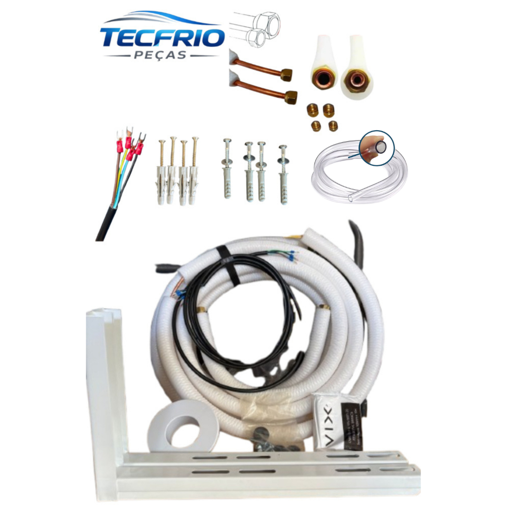 Kit Instalação Ar Condicionado GREE Inverter 9000/12000 BTUs 2m – Tubulação de Cobre com Suporte Profissional