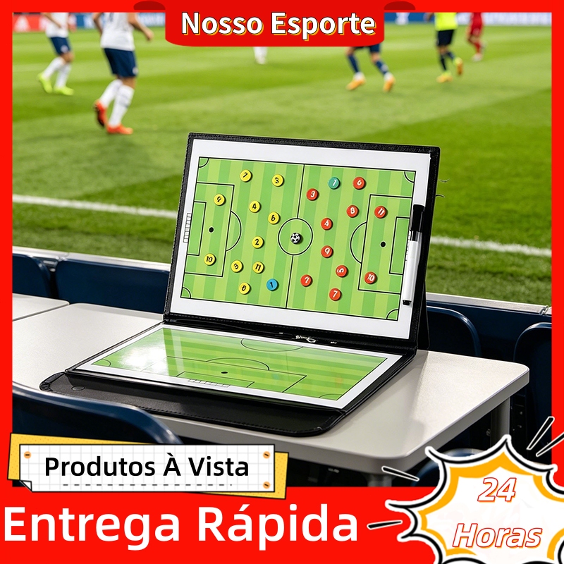 Placa Tática De Futebol Magnética Dobrável Prática E Estilosa Capa De Couro PU