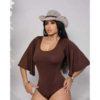 Body Feminino Elegante Manga Flare 3/4 em Suplex Premium – Tamanho Único (Veste 36 ao 42) em Oferta na Shopee