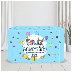 Capa Toalha De Mesa Decorativa Sublimado 3D Veste Fácil - Feliz Aniversário