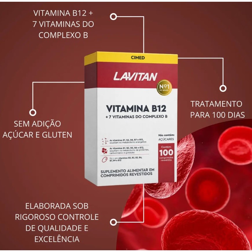 Vitamina Lavitan B12 + Vitaminas Do Complexo B Completo Com 8 Vitaminas B B1 B2 …