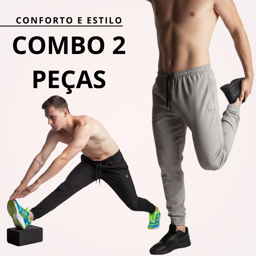 Kit 2 Calças Masculina Jogger Tactel Conforto, Estilo e Liberdade de Movimento na Academia e Corrida