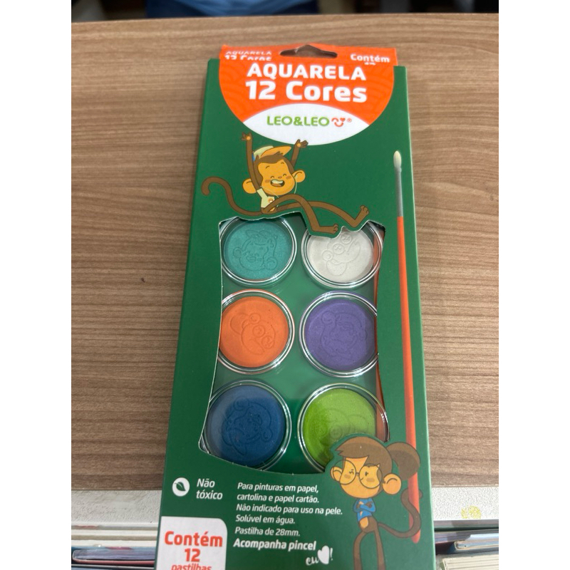 Estojo Aquarela Leo&Leo com 12 Cores Vibrantes e Pincel