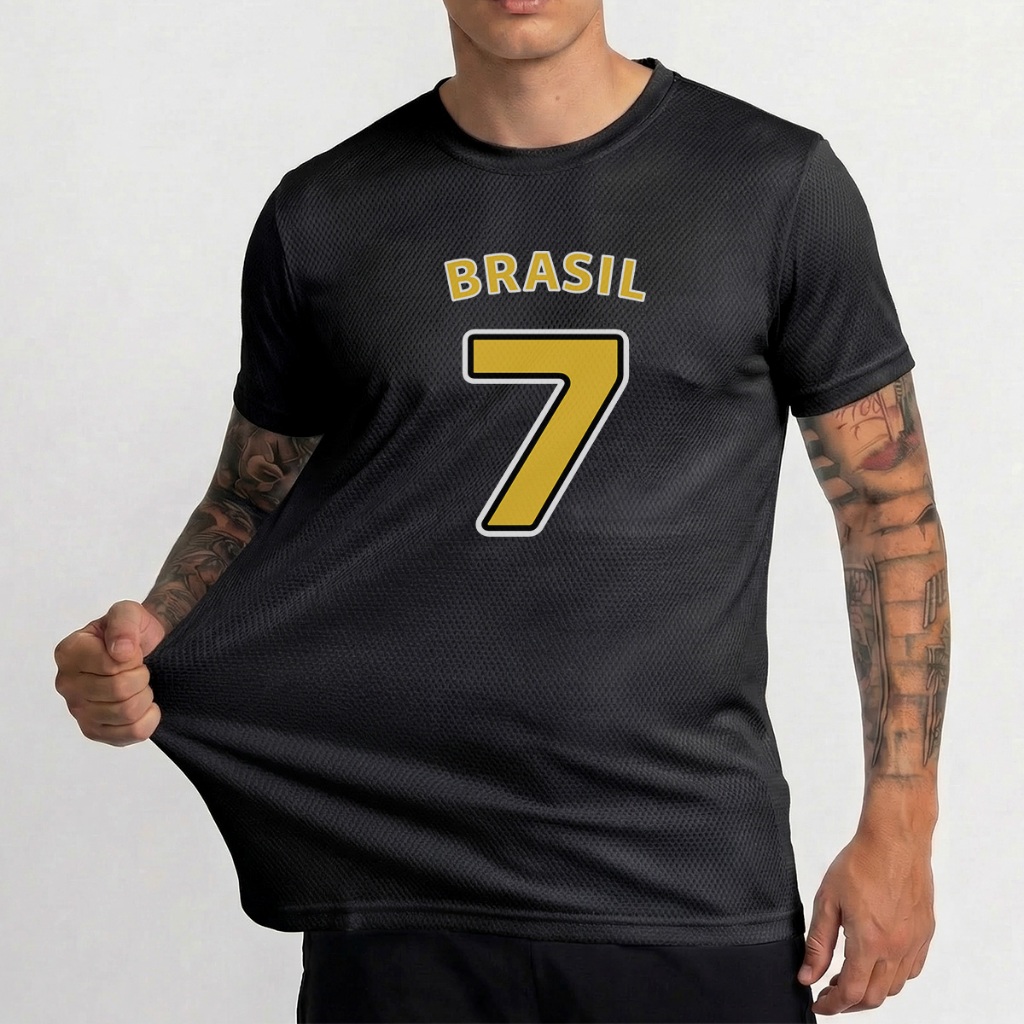 Camiseta Dryfit Masculina Numero 7 Seleção Brasileira Copa 2026 Dia a Dia Respirável