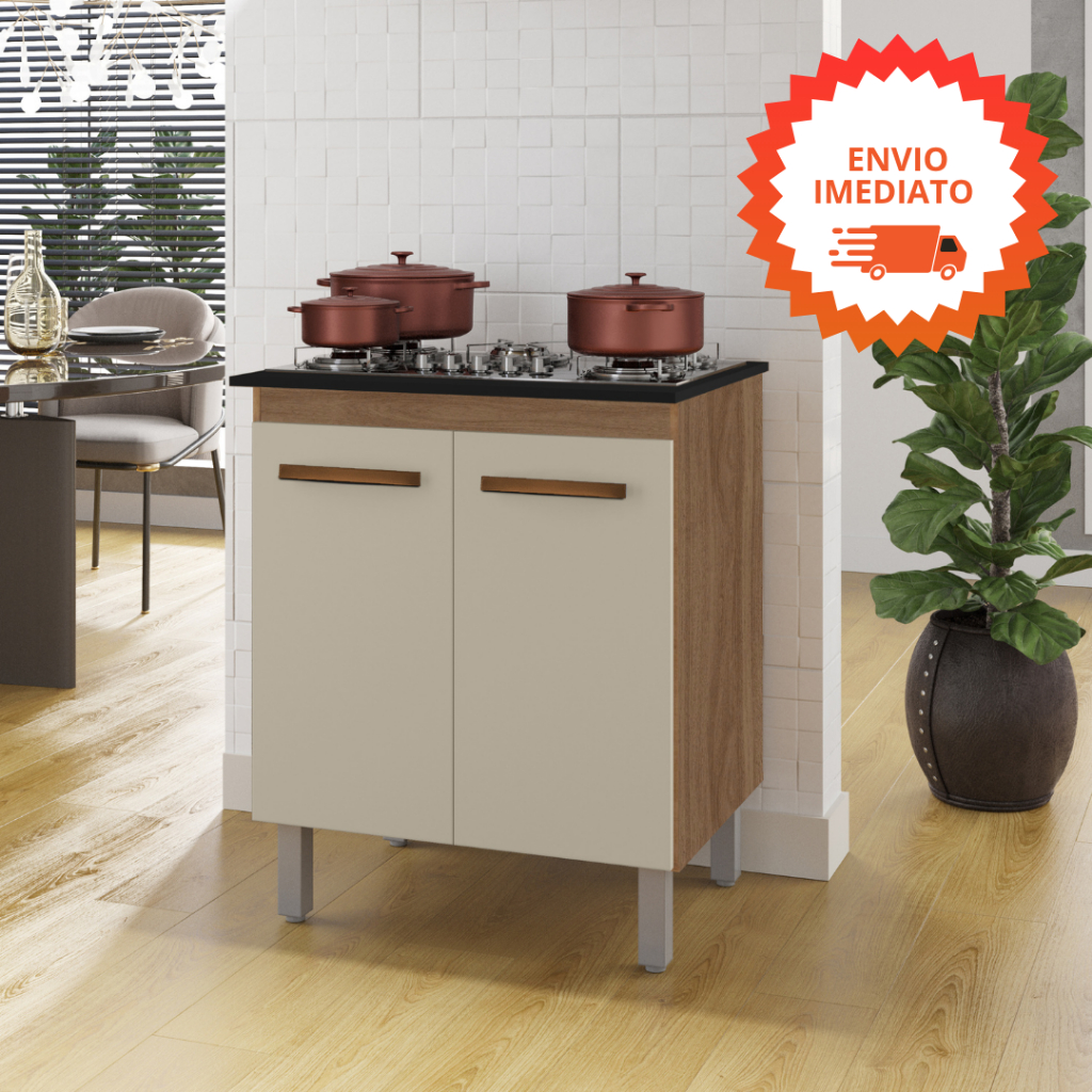 Balcão de Cozinha Para Cooktop 4 e 5 Bocas com 2 Portas Jade 75cm