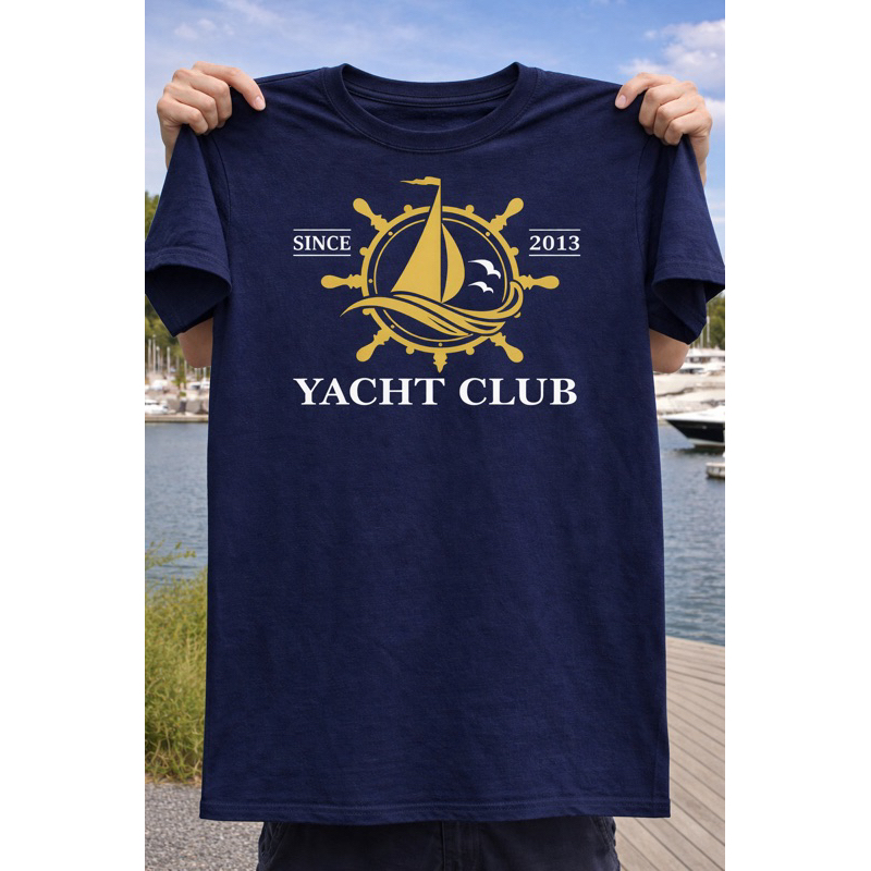 Camiseta Yacht Club Premium Masculina Estilo Náutico Luxo 100% Algodão Confortáve