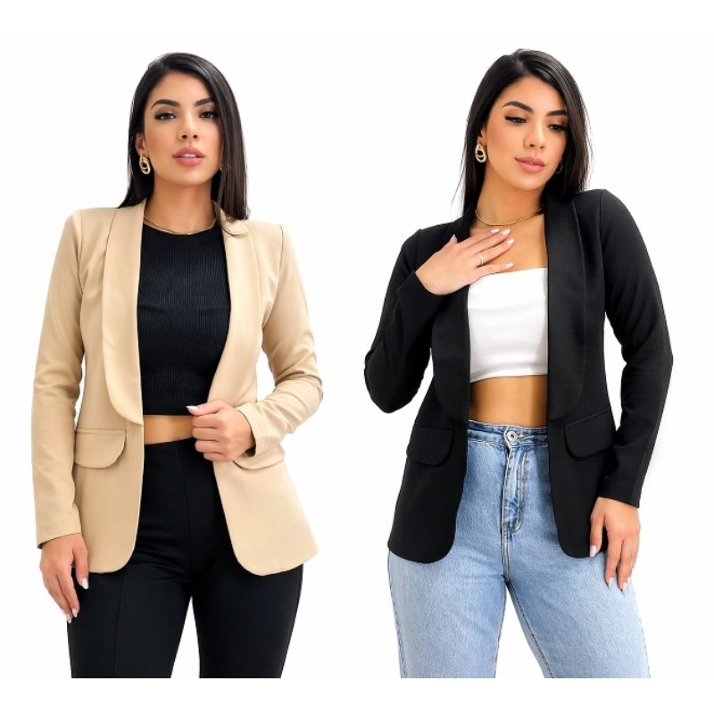 Kit 2 Max Blazer Feminino Social de Alfaiataria – Elegante, Chique e Clássico (P ao GG)