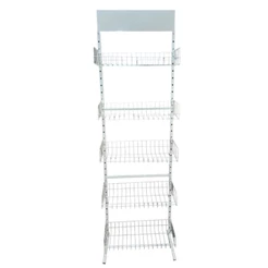 Display Expositor Desmontável com 5 Cestos - Preto ou Branco - Ideal para Lojas, Bazares e Comércio em Geral