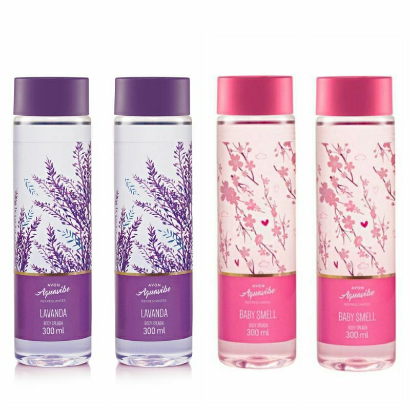Combo 4 Body Splash Colônia Aquavibe Refrescante (2 Lavanda e 2 Baby Smell) 300ml Avon