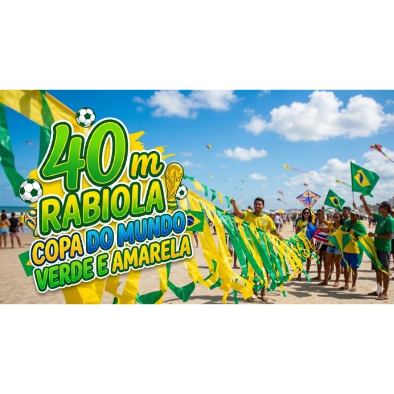 40 - 100 e 200 metros Rabiola Copa do Mundo Verde Amarela enfeite Brasil fitas verde amarela enfeites seleção fitilhos