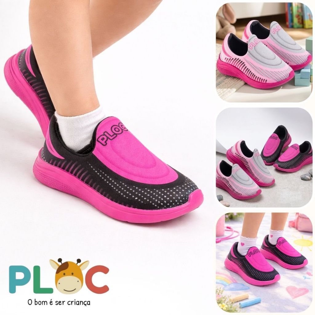 Tênis Ploc Evolution Anatômico Infantil Numeração Especial Calce Fácil Menina Evo02