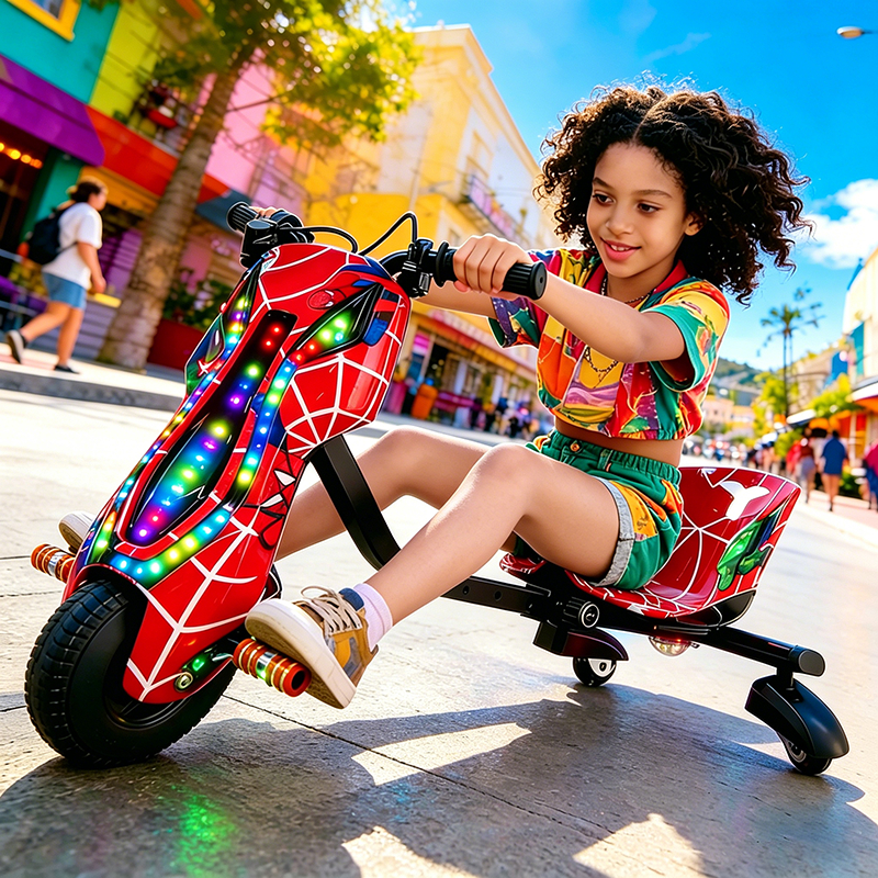 Triciclo Elétrico Drift Infantil - Modelo Novo + Kit Proteção Completo Ajuste de três velocidades