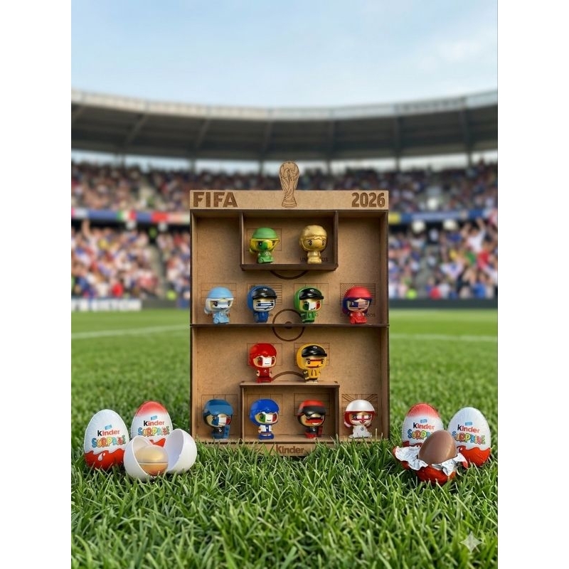 Expositor MDF Bonecos Kinder Copa do Mundo 2026 FIFA
