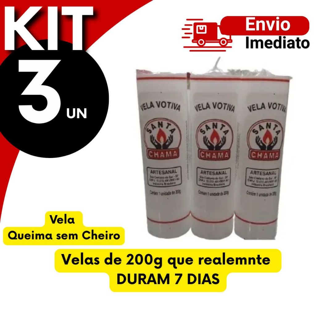 Kit 3 OU 5 Und Velas Votivas Brancas 7 Dias - 200 Gr Cada - Zp7