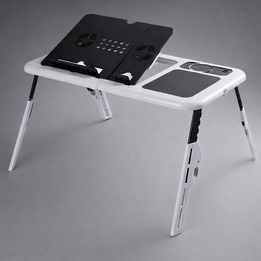 Mesa Notebook Dobrável com Cooler Ajustável Suporte Cama Sofá com Mouse