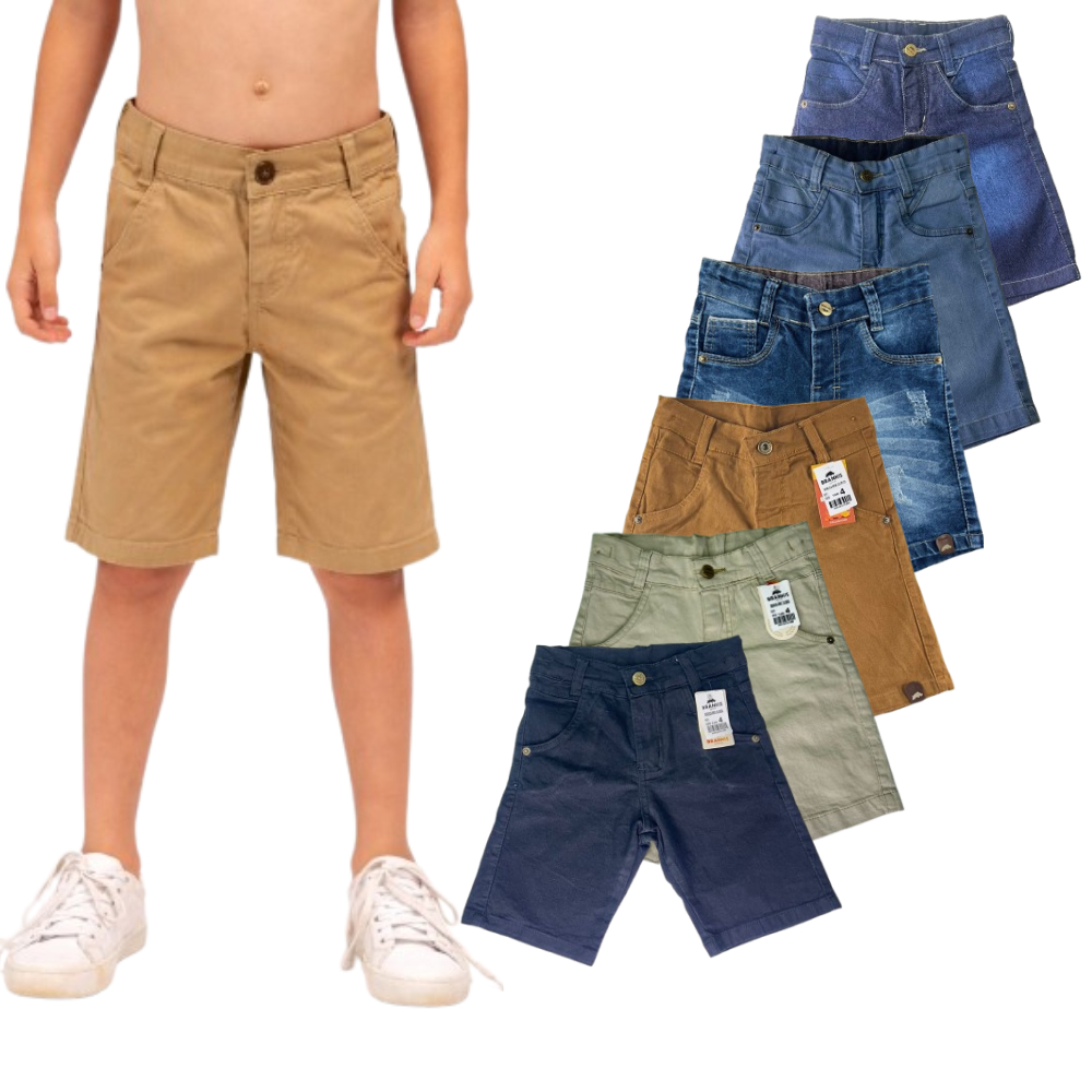 Bermuda Jeans e Sarja Brim  Infantil e Juvenil Menino, Conforto, estilo e Alta Durabilidade