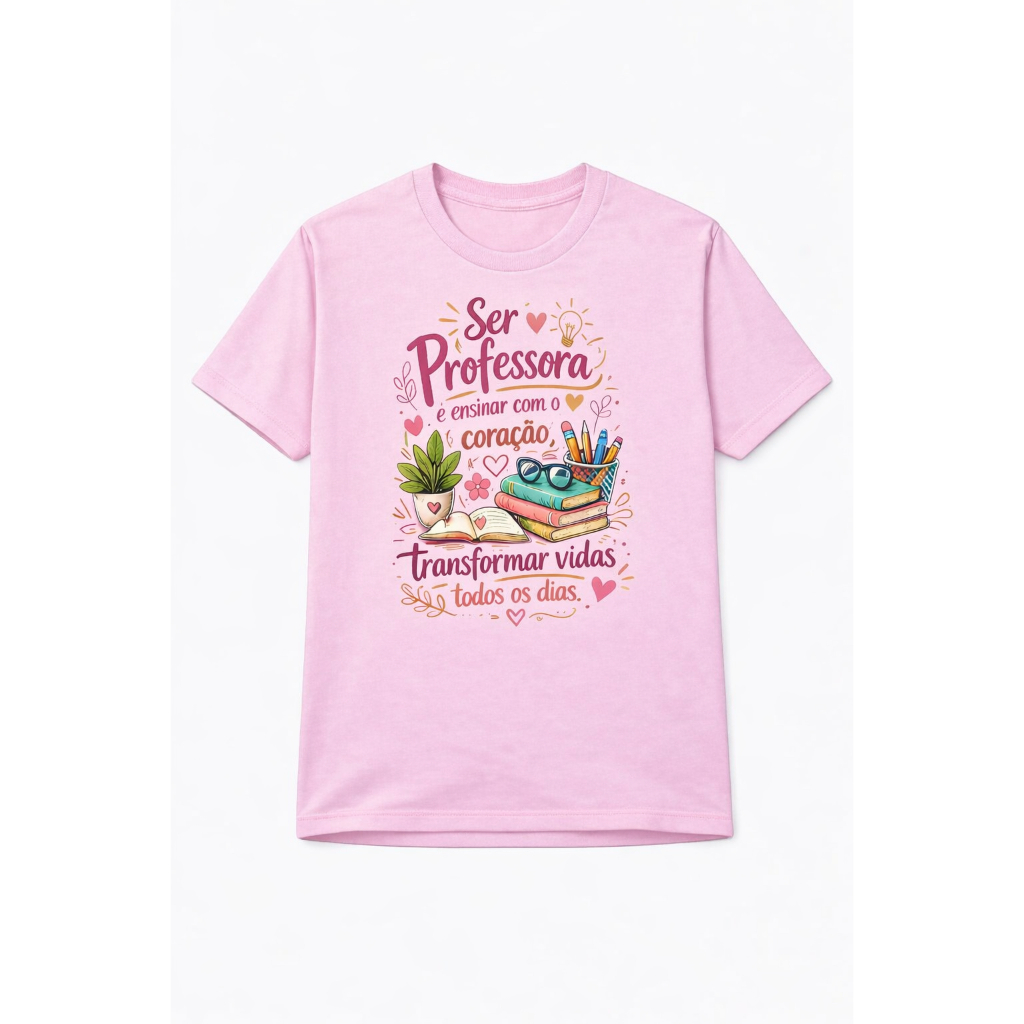 Camiseta Feminina T-shirts Algodão Premium Camisa Professora Confortável Eatampa Profissão Moda Pedagogia Educação
