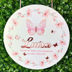 Guirlanda Enfeite Porta Maternidade Jardim Borboletas Enfeite Placa Quadro Decoração Quarto Bebê