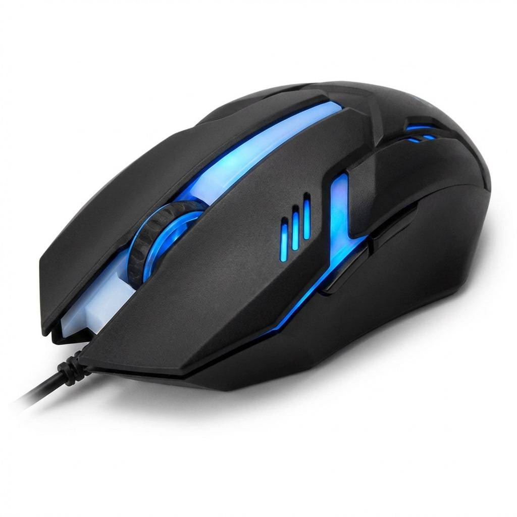 Led Rgb 7 Cores com Fio Usb 1200dpi Ms 62 Exbom Eletrônicos Plástico Preto com Iluminação