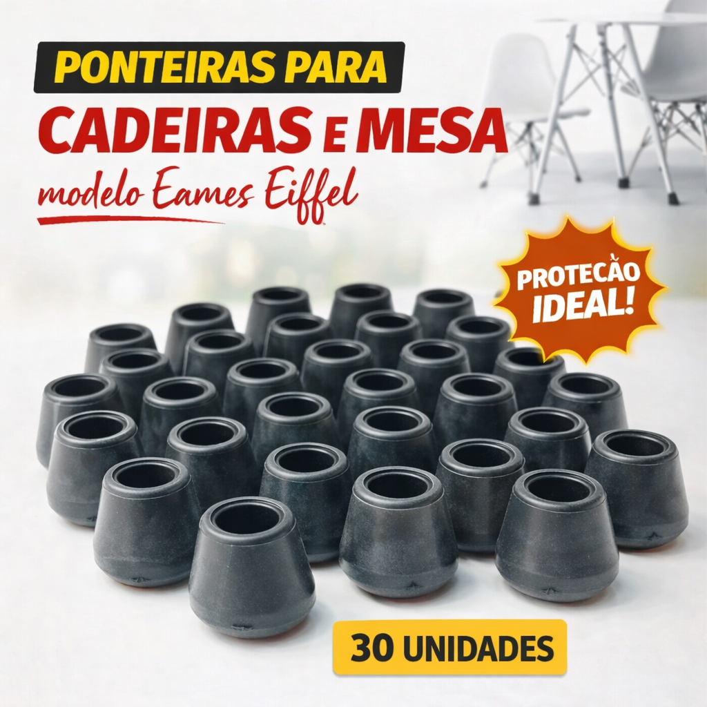 Ponteira Borrachinha Para Os Pés Da Mesa Ou Cadeira Eames 30 unidades Promoção Frete Grátis