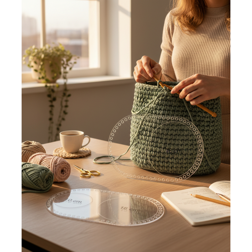 Base Oval Acrílico 17 x 34 cm para Crochê Bolsas Mateiras Cestos
