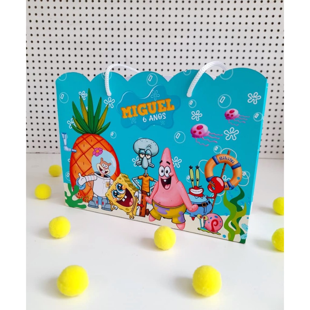 Sacolinha personalizada BOB ESPONJA pegue e monte lembrancinha personalizada de aniversario BOB ESPONJA