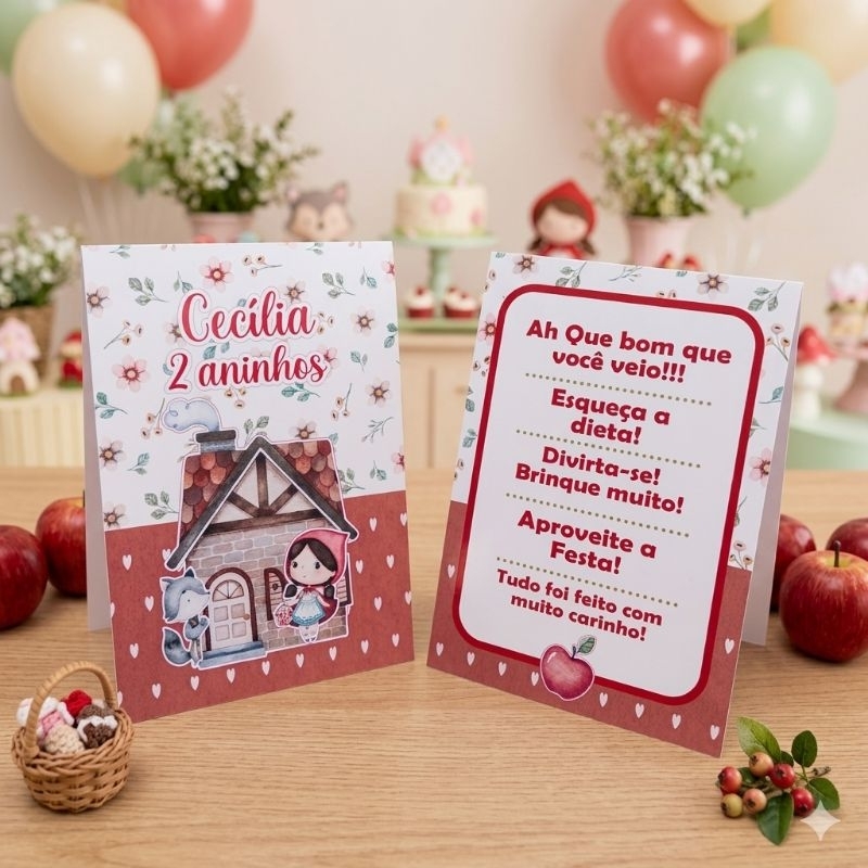 Kit Plaquinha de Mesa Chapeuzinho Vermelho- Centro de Mesa- Personalizados- Lembrancinha- Festa- Decoração- Envio Rápido