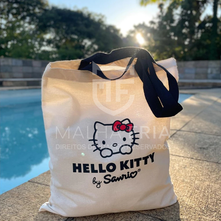 Bolsa Sacola Ecobag Algodão Cru hello kitty