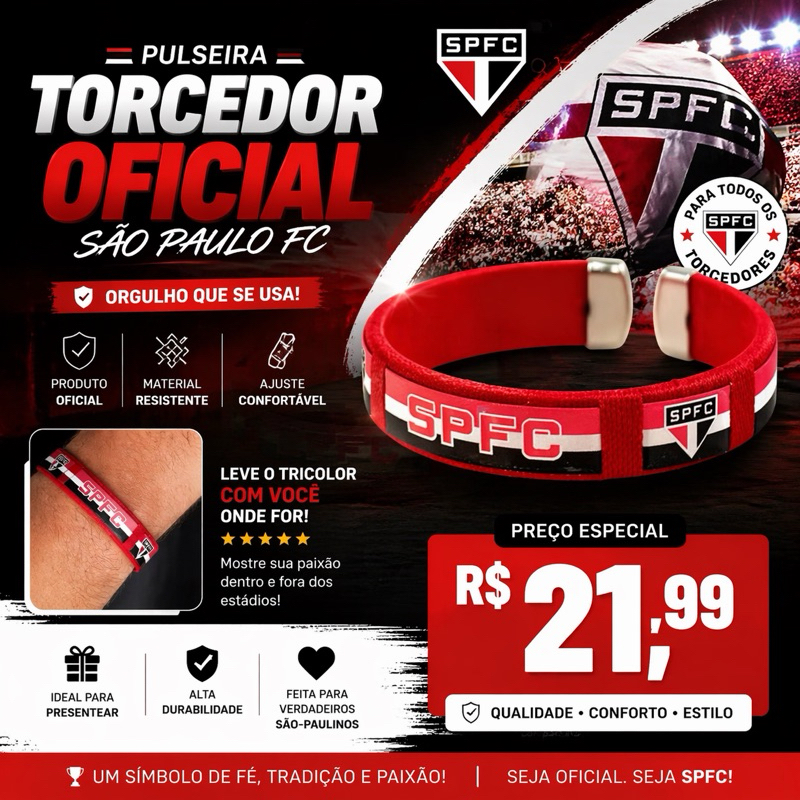 Pulseira Torcedor Oficial Dos São Paulo Tricolor