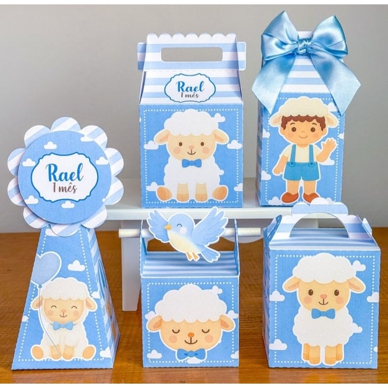 kit monte em casa, Lembrancinhas Personalizadas Ovelhinha Azul, Menino, Chá  de Faldas