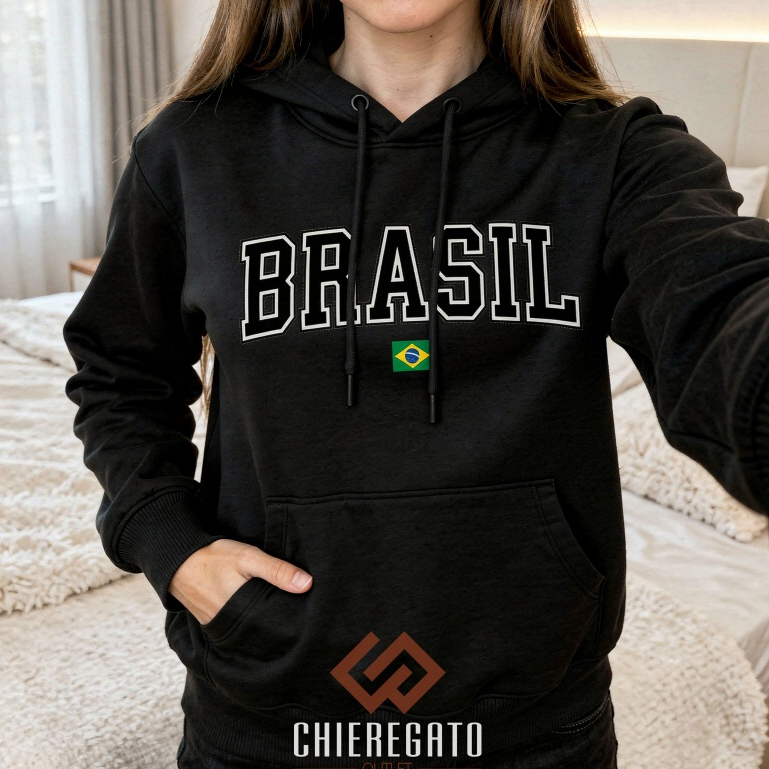 Moletom BRASIL Black Edition Blusa de Frio Inverno Seleção Brasileira Moletom Feminino Masculino