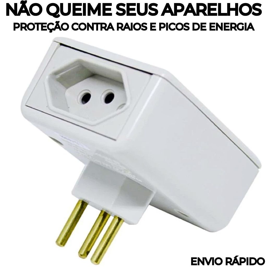 Protetor Contra Surtos e Raios 2 Tomadas 127v 10A | Filtro de Linha Anti Picos Energia Segurança Total