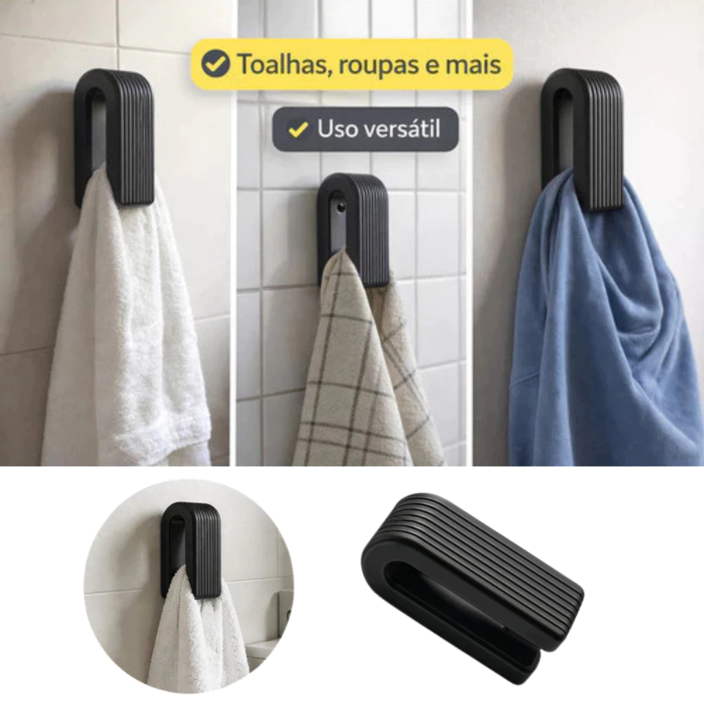 kit Porta Toalha Gancho  parede Cabide Banheiro Porta Pano-sem porta toalhas banhiero-com fita Furo