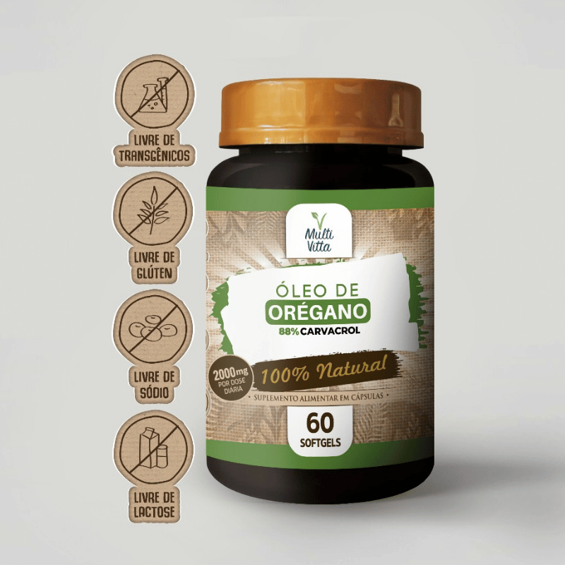 Óleo de Orégano 88% Carvacrol 2.000mg 60 Softgels | Multivitta