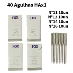 Kit 40 Agulhas Doméstica HAX1 Números Variados 11/12/14/16 Maquina Costura Caseira