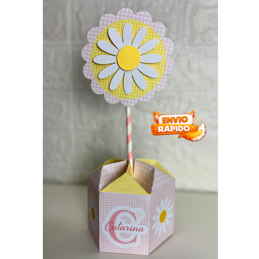 ENVIO RÁPIDO Kit de Centro de mesa Margaridas | Arranjo Enfeite Cachepô Lembrancinha Personalizada