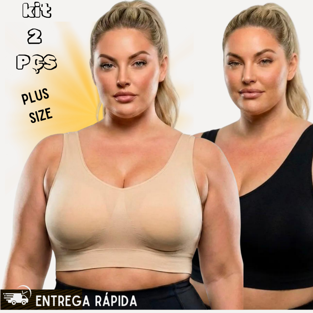Kit 2 Top Plus Size com Bojo Tecido Firme e Macio