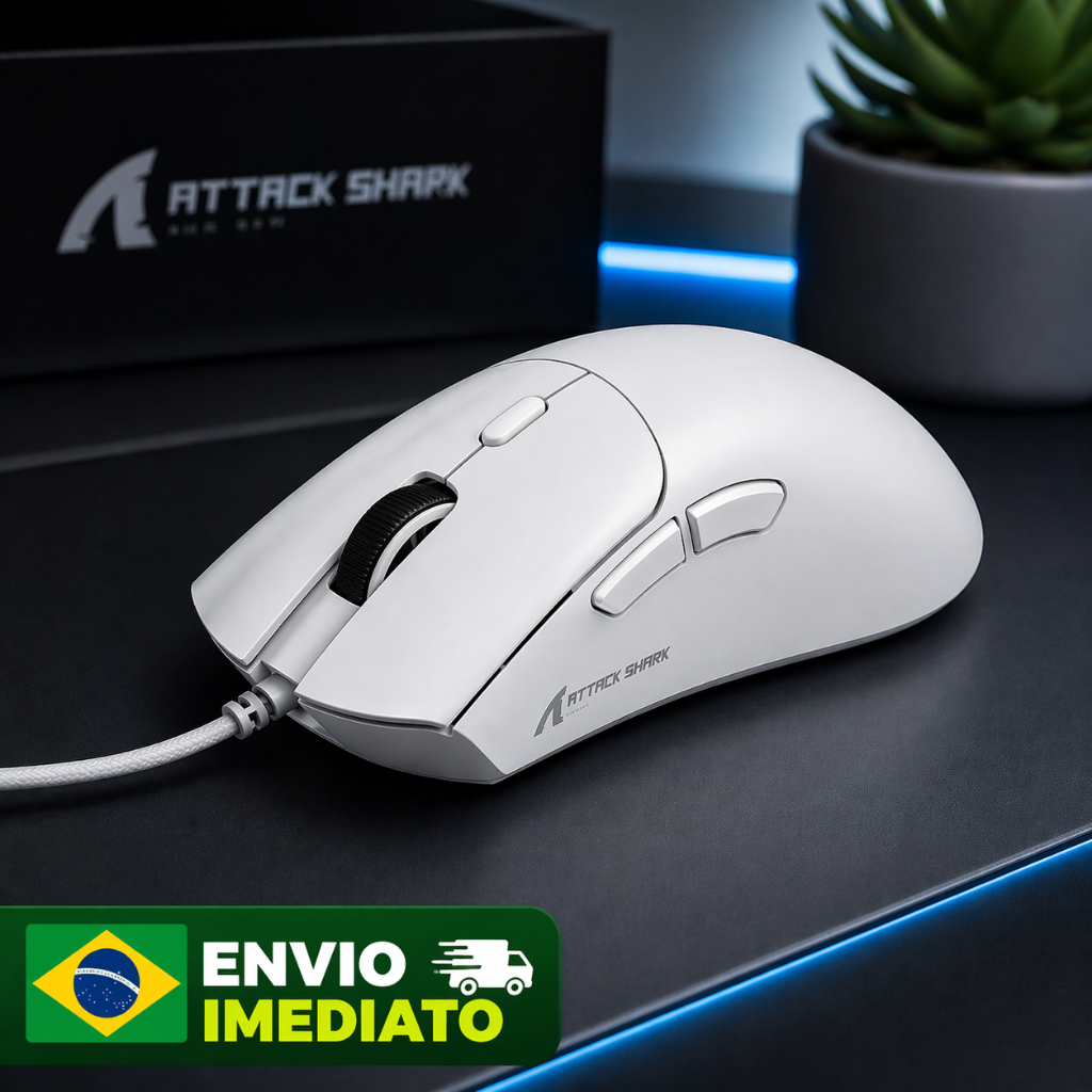 Mouse Sem Fio Gamer Attack Shark R1 Bluetooth 2.4G Tri Mode Paw3311 18000 Dpi 1000Hz Ultra Leve R1