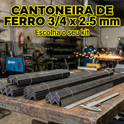 Cantoneira de Ferro 3/4" x 2,5mm – kits de 70cm ou 1 metro ideal para serralheria de DIY