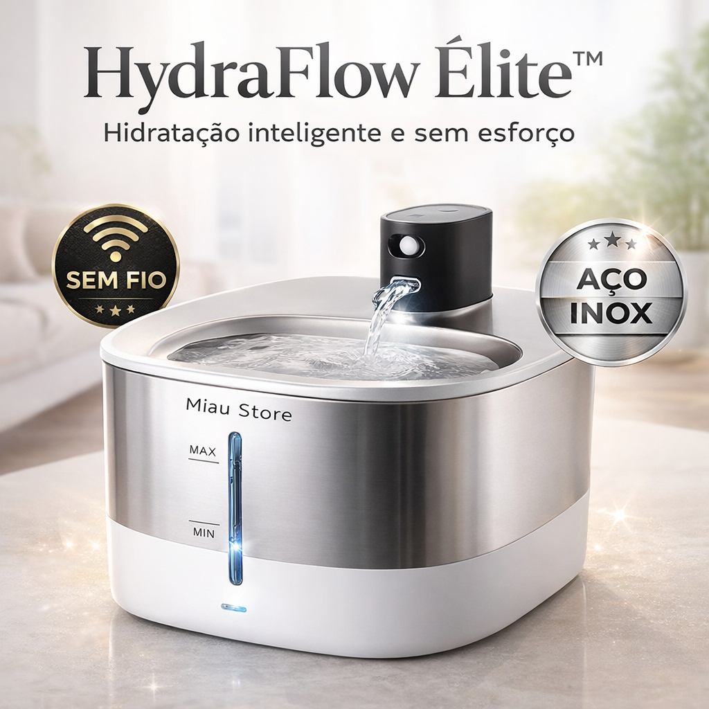 Fonte de Água Pet Inox Sem Fio Bebedouro Automático Gatos Cães Silencioso com Filtro Luxo