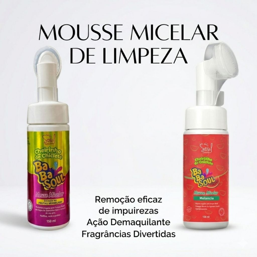 Mousse Demaquilante Facial Sabonete Espuma de Limpeza Com Aplicador BaBa Soul 150ml