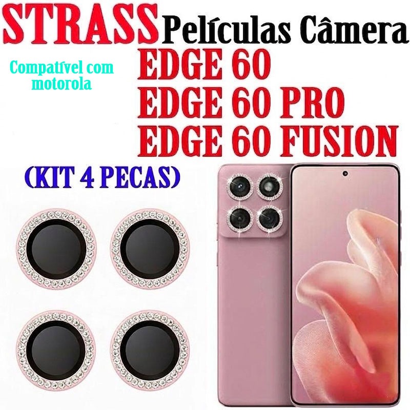 (KIT 4 PEÇAS )PELÍCULA CÂMERA DIAMANTE STRASS PARA MOTOROLA EDGE 60 / EDGE 60 P
