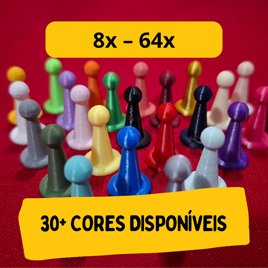 Kit Peões estilo LUDO para Jogo de Tabuleiro - Board Game - 8 a 64 Unidades