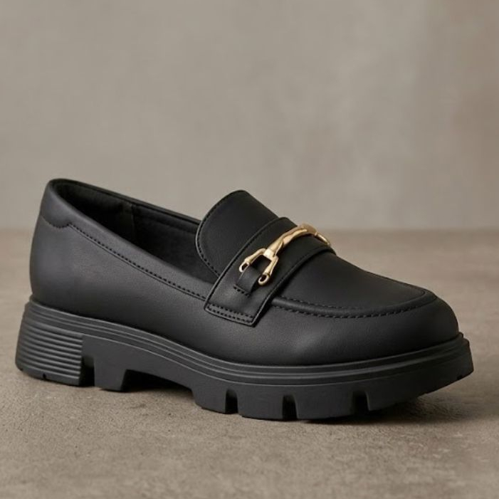 Mocassim Feminino Modare Preto Tratorado com Fivela