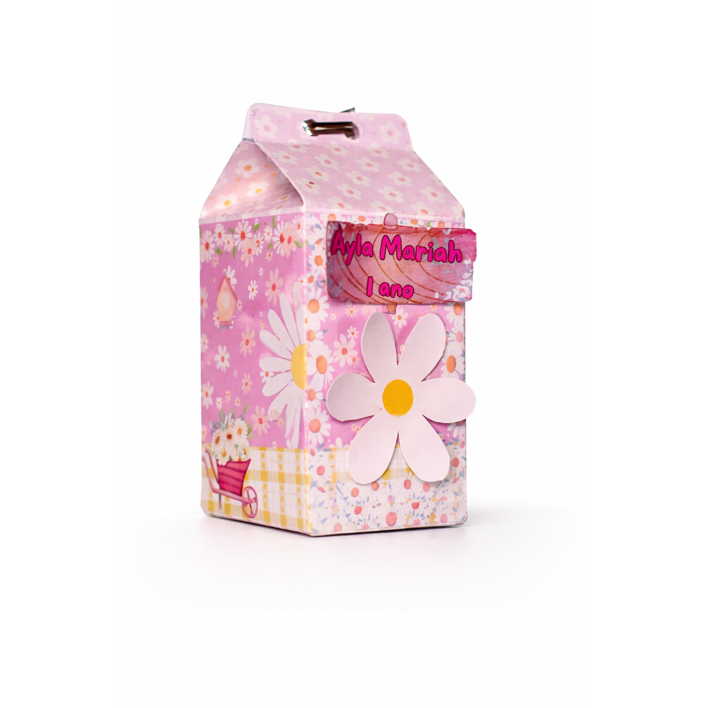 Caixinha Milk Margarida para Festa Personalizada - Lembrancinha para Festa